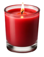 AI generated Burning red scented candle in a glass. png
