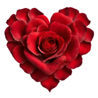 AI generated Heart shaped red rose. png