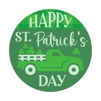 Happy St. Patricks Day Door Hanger Sign for Print or Laser cut, Round sign vector