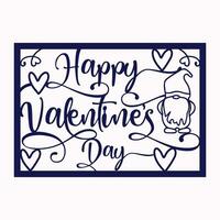 Happy Valentines day laser cut card vector silhouette