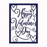 Happy Valentines day laser cut card vector silhouette