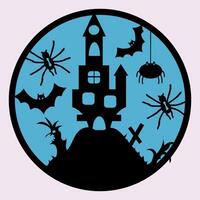 Halloween, Round sign, Vintage, laser cut, vecrtor vector