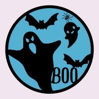 Boo round sign, Halloween, Round sign, Vintage, laser cut, vecrtor vector