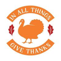 In all things give thanks, Thanksgiving SVG Bundle for Print vector