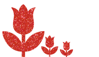 Beautiful red glitter tulip flowers i on transparent background. png