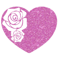 Pink Glitter rose in heart on transparent background. Design for decorating,background, wallpaper, illustration png