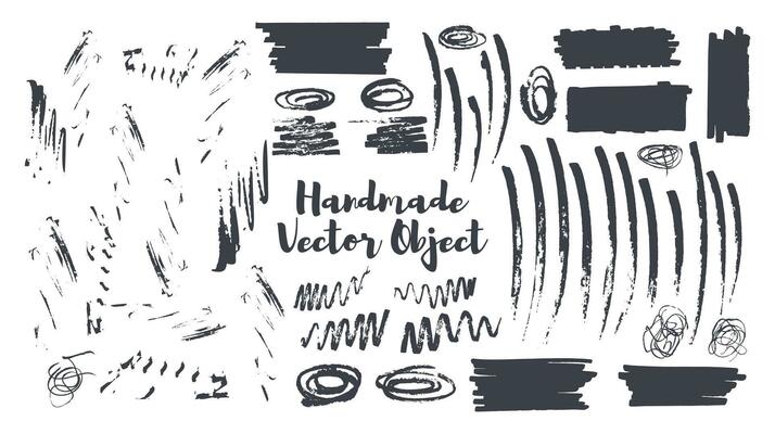 Handmade products. Completely vector and different. More than 50 elements that can be used to create any design.