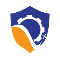 Gear travel vector logo design