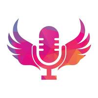ala podcast vector logo diseño icono. podcast volador logo ilustración.