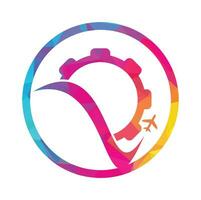 Gear travel vector logo design
