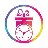 Gift Time Icon Logo Design Element. vector