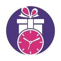 Gift Time Icon Logo Design Element. vector