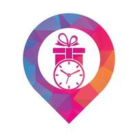 Gift Time map point shape concept Icon Logo Design Element. vector