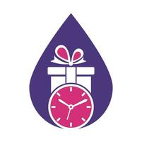 Gift Time drop shape concept Icon Logo Design Element. vector