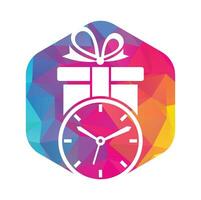 Gift Time Icon Logo Design Element. vector