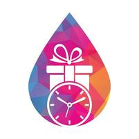 Gift Time drop shape concept Icon Logo Design Element. vector