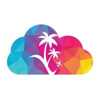Travel beach cloud shape concept logo design icon vector. vector