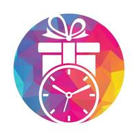 Gift Time Icon Logo Design Element. vector