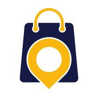 Map Pin Location with Shopping Bag Logo Design. vector