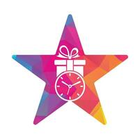 Gift Time star shape concept Icon Logo Design Element. vector