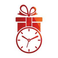 Gift Time Icon Logo Design Element. vector