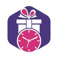 Gift Time Icon Logo Design Element. vector