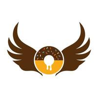 Winged donut template logo design. vector