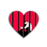 a woman sitting in a jail cell with a heart png