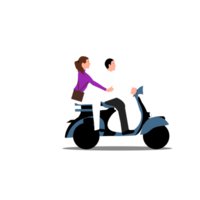 een Mens en vrouw rijden Aan een scooter png