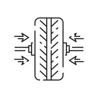 Tire line icon. Winter or snow tire. Included the icons as tire, technician, mechanic, flat tire, broken tired, screw, and more. vector