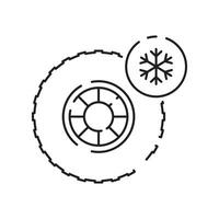 Tire line icon. Winter tire. Included the icons as tire, technician, mechanic, flat tire, broken tired, screw, and more. vector