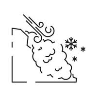 Snow natural avalanche or snow slide disaster icon. Web element, design winter line icon on white background. vector