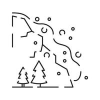 Snow natural avalanche or snow slide disaster icon. Web element, design winter line icon on white background. vector