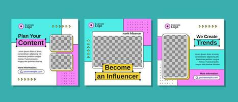 Influencer social media posts template design vector