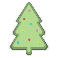 Christmas tree in cartoon style, color isolated illustration vector