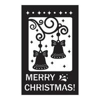 Christmas card template with Christmas bells, file cutting, vector illustration