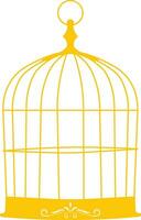 Beautiful Flora Bird Cage Silhouette Icon vector