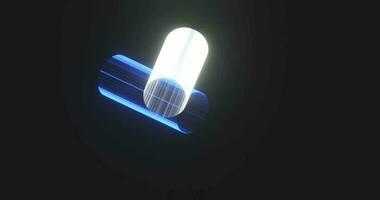 3d animation of hologram cylinders falling and bouncing on dark background video