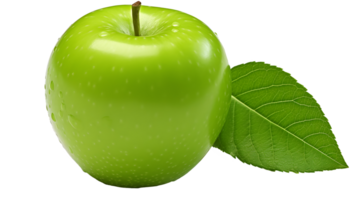 AI generated Close up photo of one big, ripe, tasty green perfect apple. Transparency PNG inside