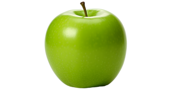 AI generated Close up photo of one big, ripe, tasty green perfect apple. Transparency PNG inside