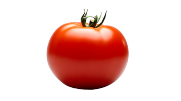 AI generated Close up photo of one ripe, tasty, red, perfect tomato. Transparent PNG inside