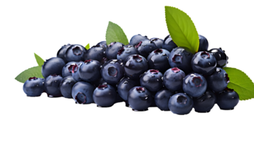 AI generated Close up photo of a handful of fresh and delicious blueberries. Transparent PNG inside