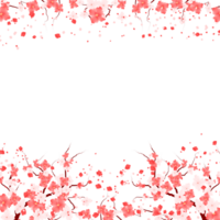 Sakura Flowers Frame. Cherry Blossom With Pink Flower Border. Spring Floral Background. png