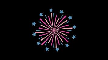 Fireworks on Black Background with Stars, New Year Fireworks Alpha Animation video