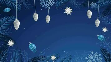 Kerstmis achtergrond met blauw en wit Kerstmis decoraties video