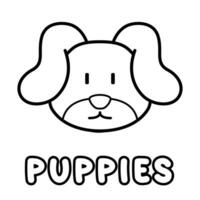 Puppies coloring book. Coloring page for kids. vector
