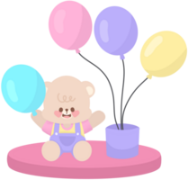 lindo oso de peluche con globos png