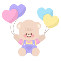 cute teddy bear with heart balloons png