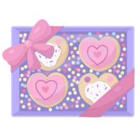 caja de San Valentín corazón conformado galletas png