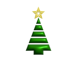 The isolated green Christmas tree 3D icon with yellow star on top png